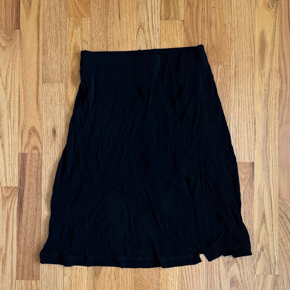 BCBG Paris Slitted Black A-Line Skirt